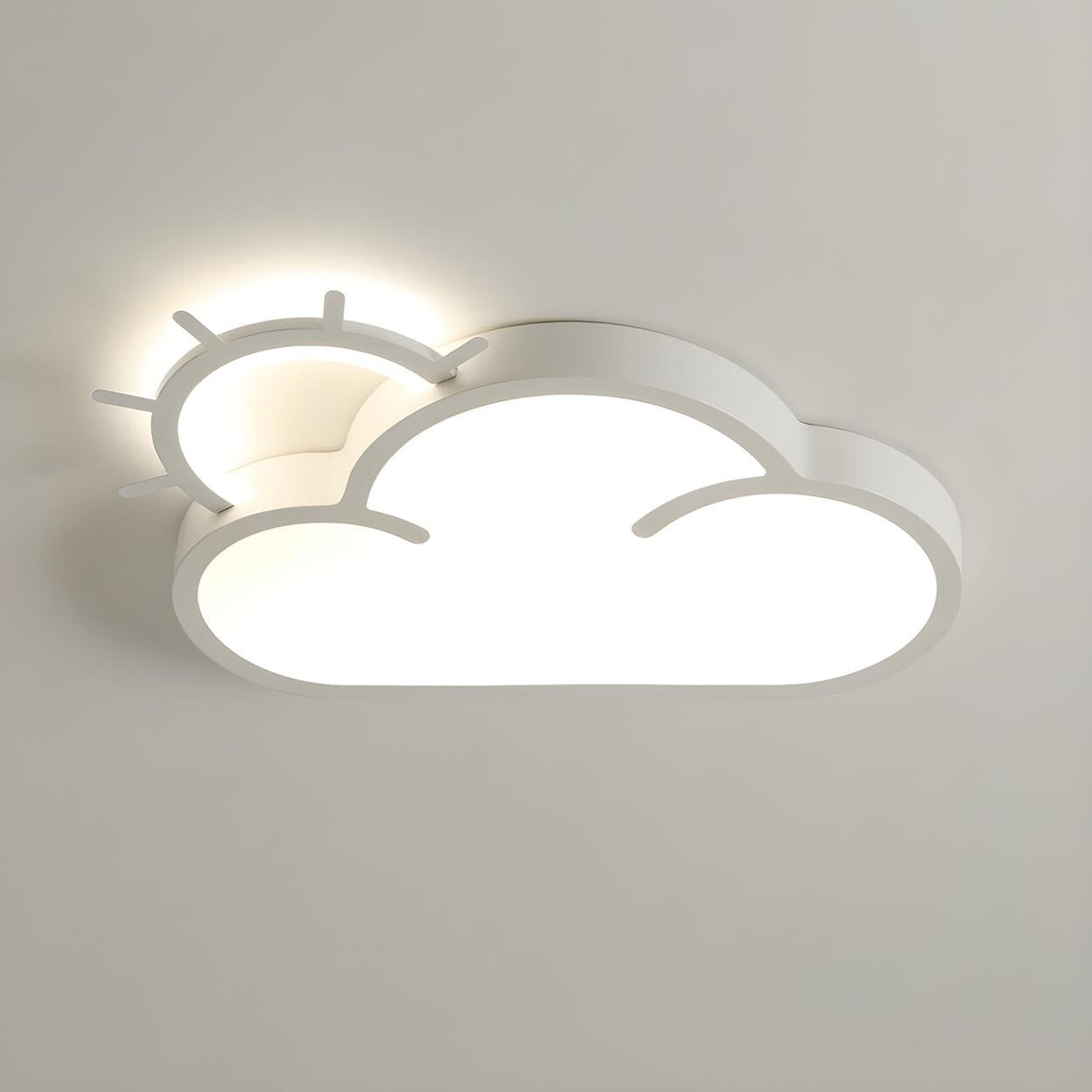 Bedroom White Sun Cloud LED Flush Mount Ceiling Light Image - 5