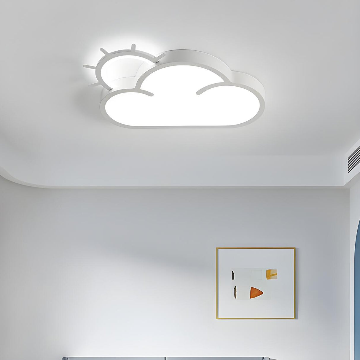 Bedroom White Sun Cloud LED Flush Mount Ceiling Light Image - 6