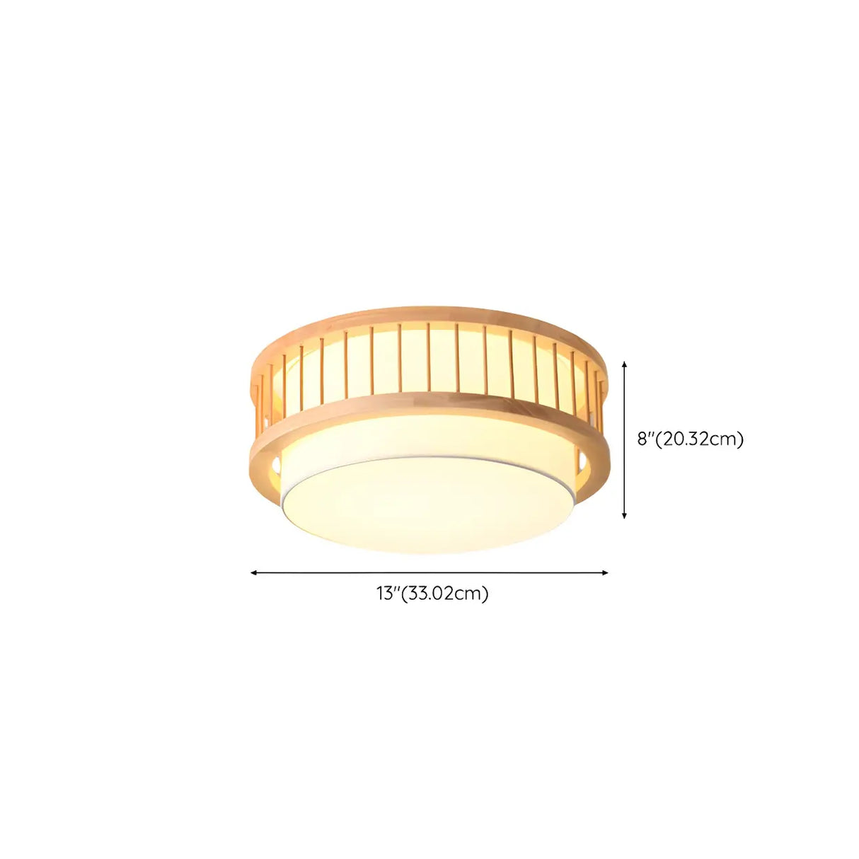 Bedroom Wooden Cylindrical Flush Mount Ceiling Light 