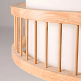 Bedroom Wooden Cylindrical Flush Mount Ceiling Light Image - 9