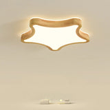 Bedroom Wooden Star LED Flush Mount Ceiling Light Image - 17