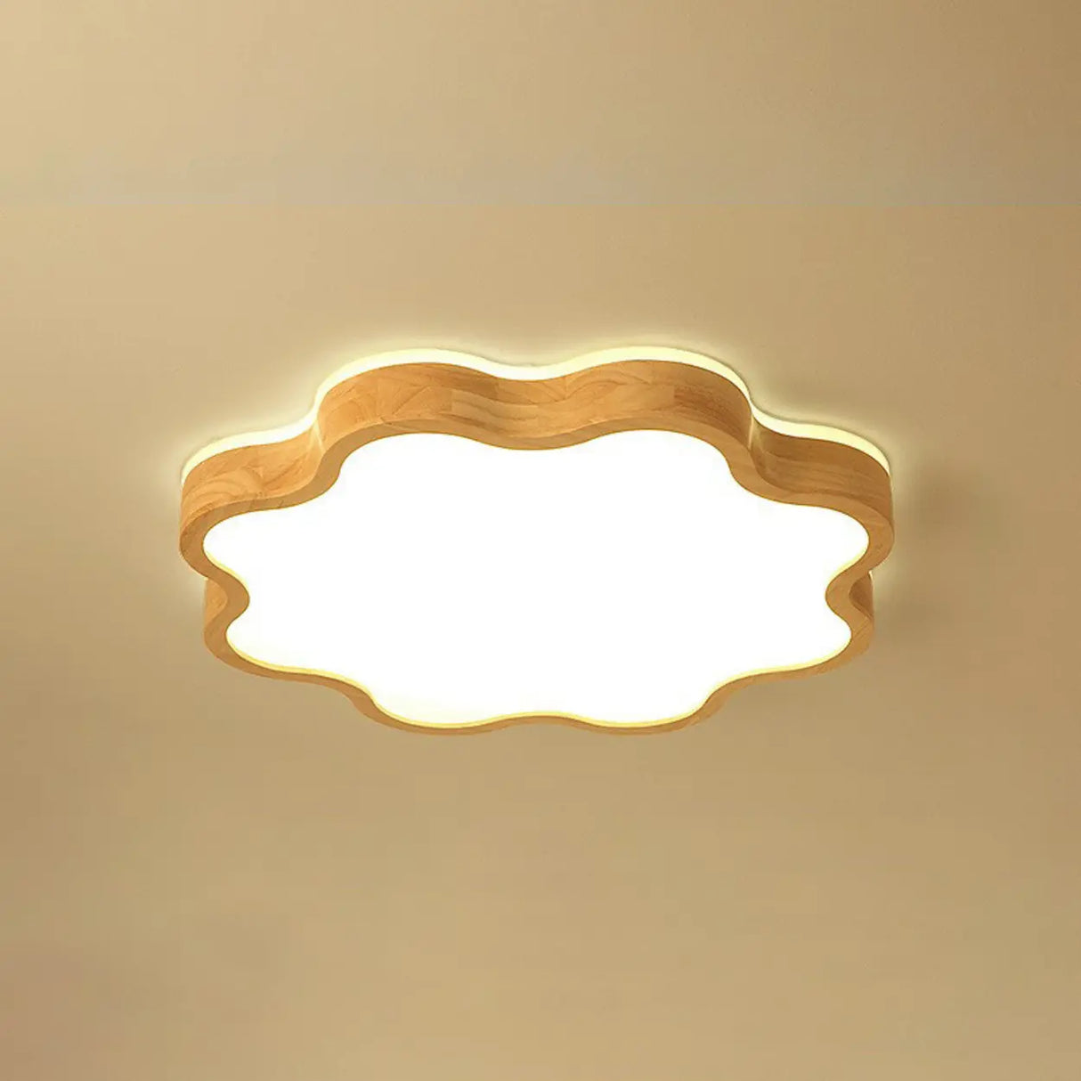 Bedroom Wooden Star LED Flush Mount Ceiling Light Image - 5