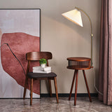 Bedside Cone Wooden Tripod Floor Lamp with Storage Image - 2