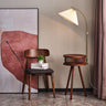 Bedside Cone Wooden Tripod Floor Lamp with Storage Image - 2