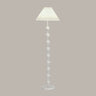 Bedside Wooden Beaded Pleated Cone LED Floor Lamp Image - 2