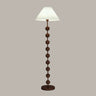 Bedside Wooden Beaded Pleated Cone LED Floor Lamp Image - 3