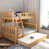 Beech Storage Drawers Bunk Bed with Guardrail and Stairs Image - 10