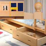 Beech Storage Drawers Bunk Bed with Guardrail and Stairs Image - 13