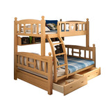 Beech Storage Drawers Bunk Bed with Guardrail and Stairs Image - 21
