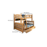 Beech Storage Drawers Bunk Bed with Guardrail and Stairs Image - 27