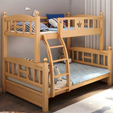Beech Storage Drawers Bunk Bed with Guardrail and Stairs Image - 3