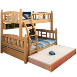 Beech Storage Drawers Bunk Bed with Guardrail and Stairs Image - 9