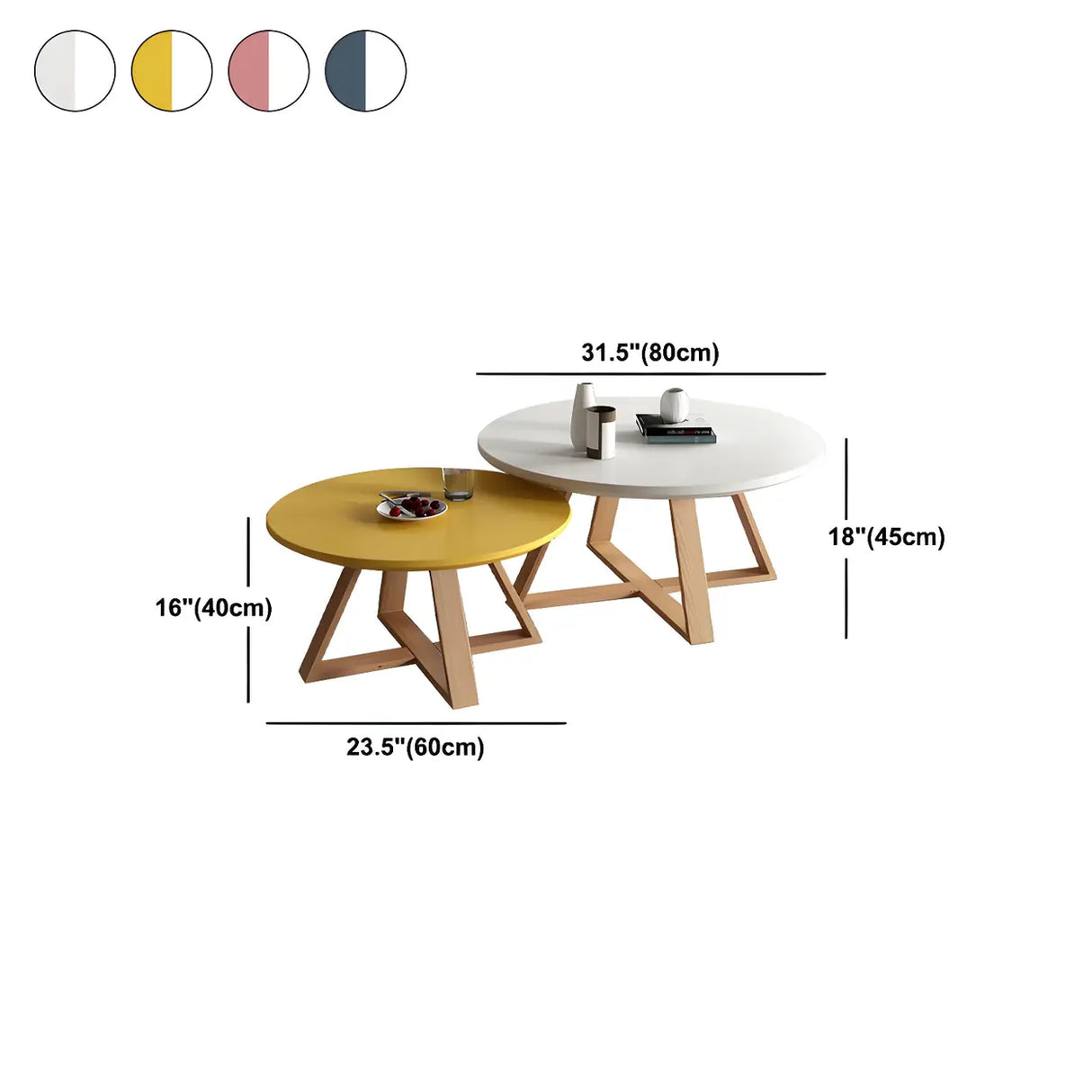 Beech Wood Round Coffee Table with Natural Cross Legs Image - 18
