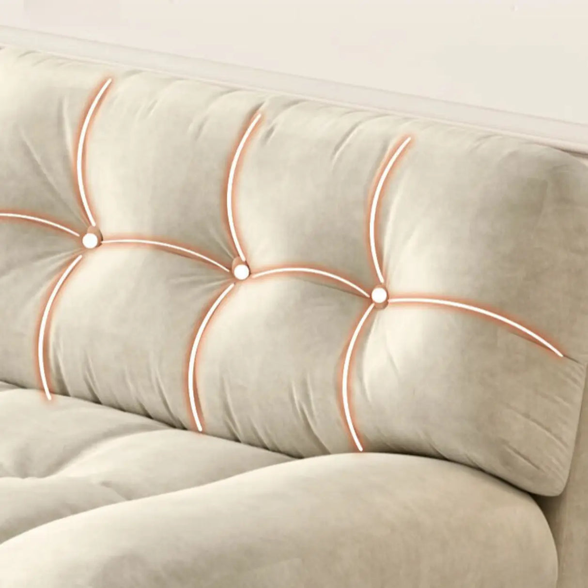 Beige Abrasive Cloth Cotton Fill Concealed Support Sofa Image - 11