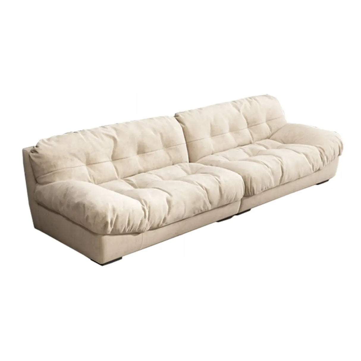 Beige Abrasive Cloth Cotton Fill Concealed Support Sofa Image - 13