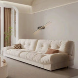 Beige Abrasive Cloth Cotton Fill Concealed Support Sofa Image - 4