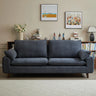 Beige Chenille Fabric Pillow Back Wood Leg Storage Sofa Image - 2
