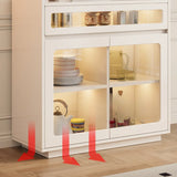 Beige Composite Wood Glazed Shelves Sideboard with Drawers Image - 9
