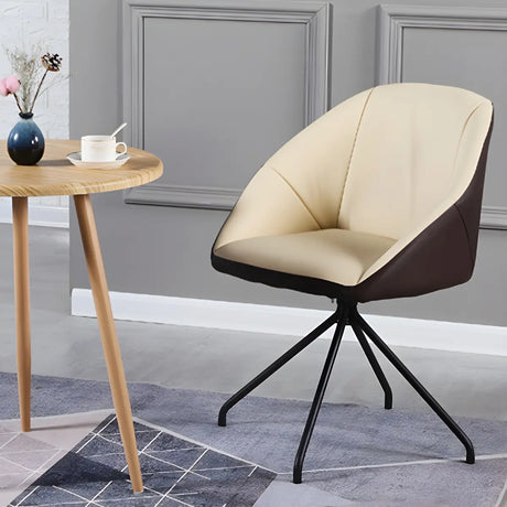 Beige Contemporary Swivel Faux Leather Office Chair Image - 1