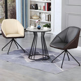 Beige Contemporary Swivel Faux Leather Office Chair Image - 15