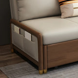 Beige Convertible Wood Armless Sofa Bed with Storage Image - 10