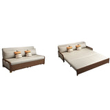 Beige Convertible Wood Armless Sofa Bed with Storage Image - 13
