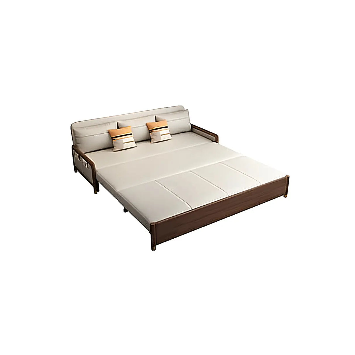 Beige Convertible Wood Armless Sofa Bed with Storage Image - 14