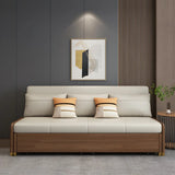Beige Convertible Wood Armless Sofa Bed with Storage Image - 15