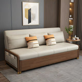Beige Convertible Wood Armless Sofa Bed with Storage Image - 1