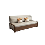 Beige Convertible Wood Armless Sofa Bed with Storage Image - 5