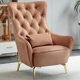 Beige-Dark Blue Stain Resistant Leather Arm Chair Image - 4
