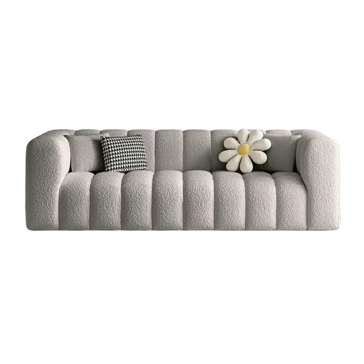 Beige Fabric Square Arm Pine Wood Frame Foam Fill Sofa Image - 28