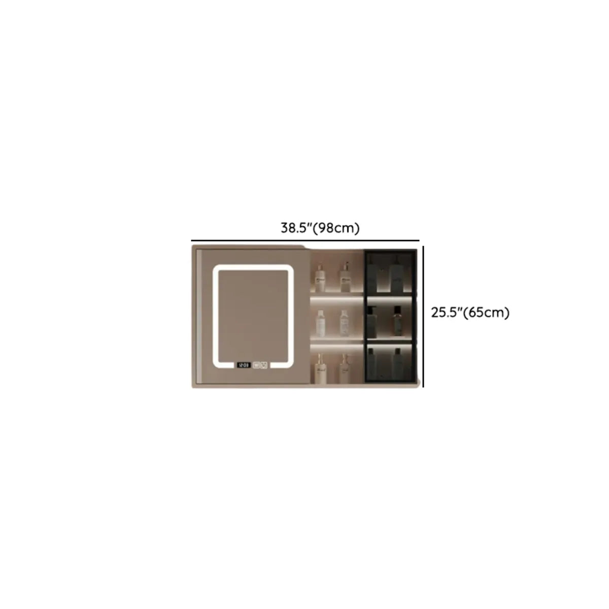 Beige Faucets and Sink LED Bathroom Vanity Set with Shelves Image - 22