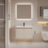 Beige Faucets and Sink LED Bathroom Vanity Set with Shelves Image - 12