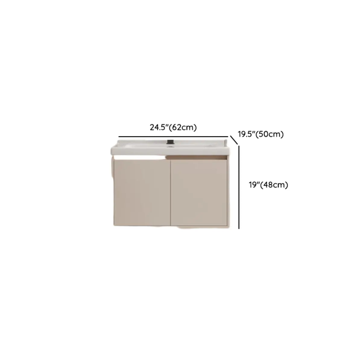 Beige Faucets and Sink LED Bathroom Vanity Set with Shelves 