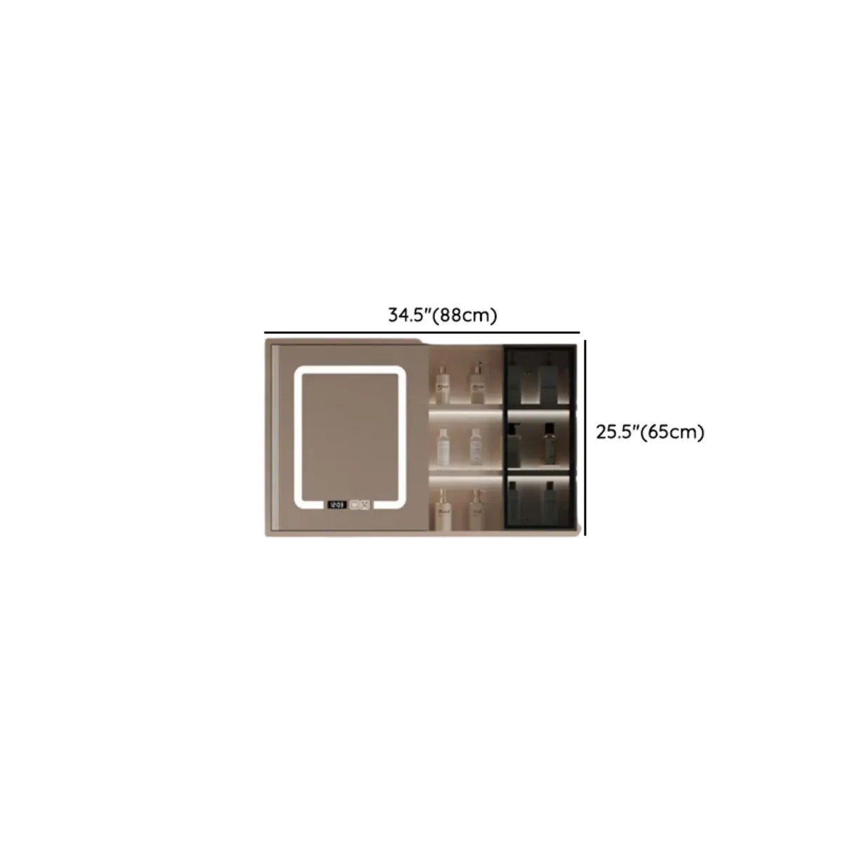 Beige Faucets and Sink LED Bathroom Vanity Set with Shelves Image - 20