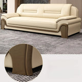 Beige Faux Leather Dark Wood Frame Sofa Seating Group Image - 18