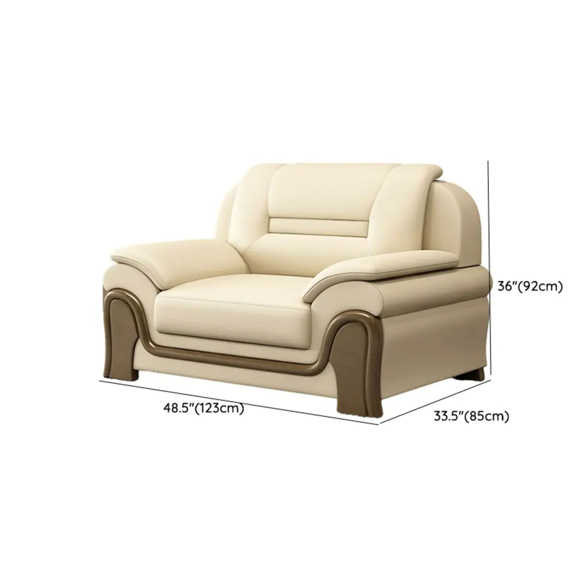 Beige Faux Leather Dark Wood Frame Sofa Seating Group Image - 20