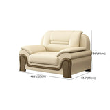 Beige Faux Leather Dark Wood Frame Sofa Seating Group Image - 20