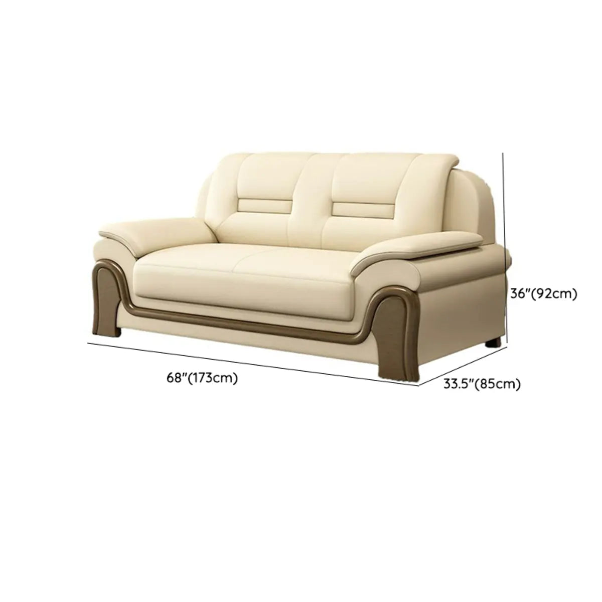 Beige Faux Leather Dark Wood Frame Sofa Seating Group Image - 21