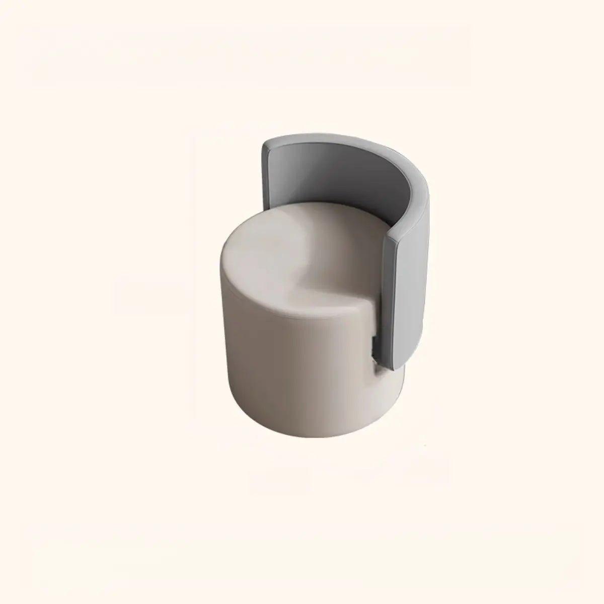Beige Faux Leather Fixed Back Round Arm Barrel Chair Image - 10