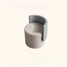 Beige Faux Leather Fixed Back Round Arm Barrel Chair Image - 10