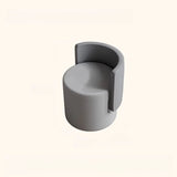 Beige Faux Leather Fixed Back Round Arm Barrel Chair Image - 11