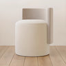 Beige Faux Leather Fixed Back Round Arm Barrel Chair Image - 12