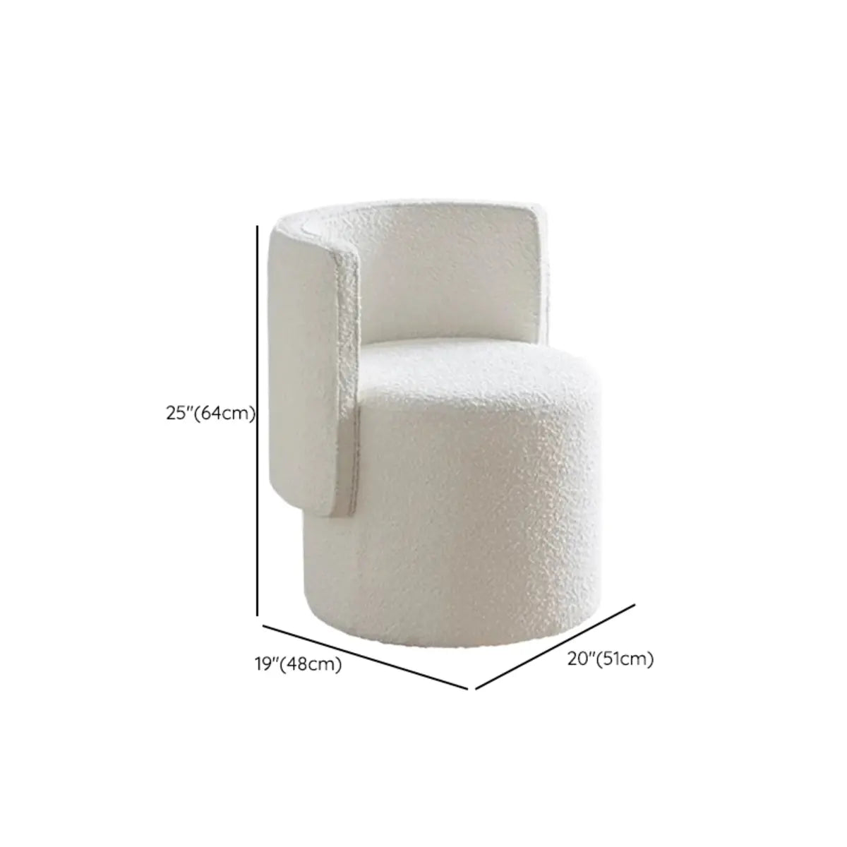 Beige Faux Leather Fixed Back Round Arm Barrel Chair 