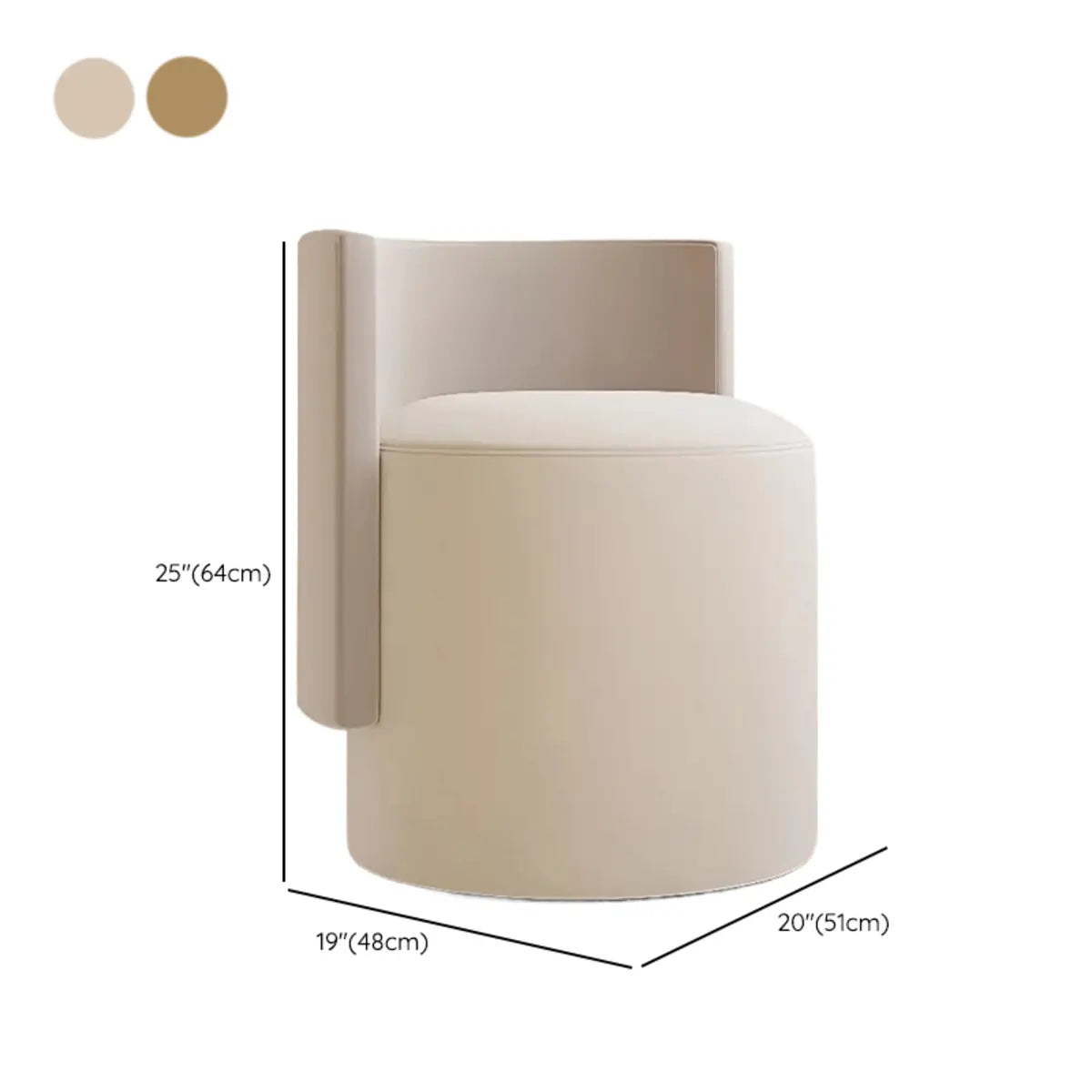 Beige Faux Leather Fixed Back Round Arm Barrel Chair Image - 16