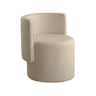 Beige Faux Leather Fixed Back Round Arm Barrel Chair Image - 5