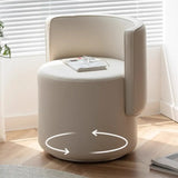 Beige Faux Leather Fixed Back Round Arm Barrel Chair Image - 6