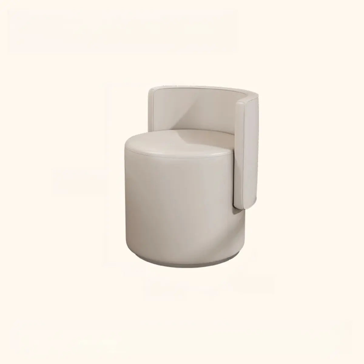 Beige Faux Leather Fixed Back Round Arm Barrel Chair Image - 7