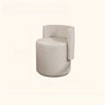 Beige Faux Leather Fixed Back Round Arm Barrel Chair Image - 7